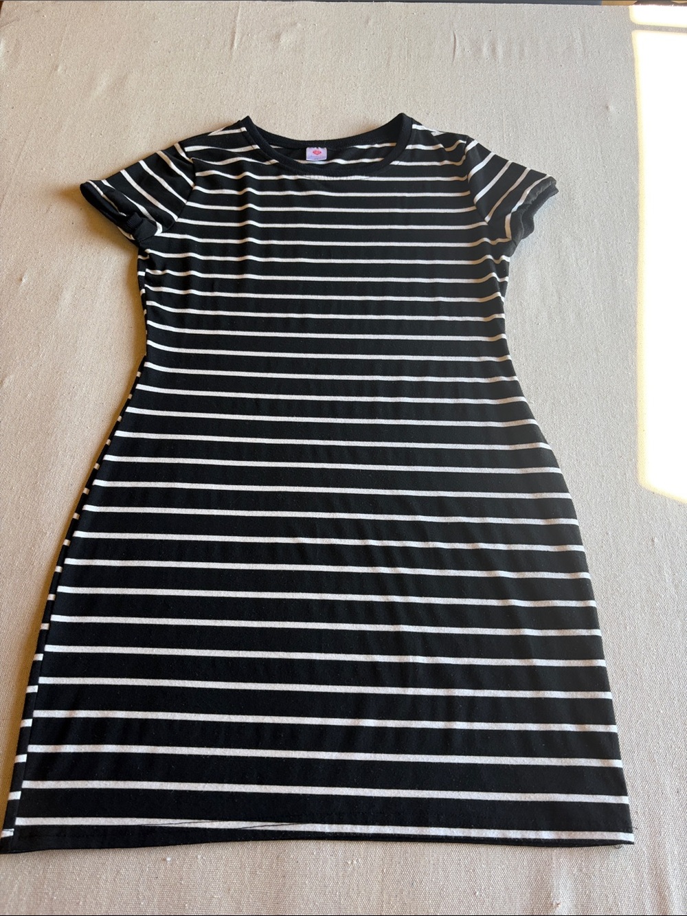 Women's Black and White Striped Midi Dress